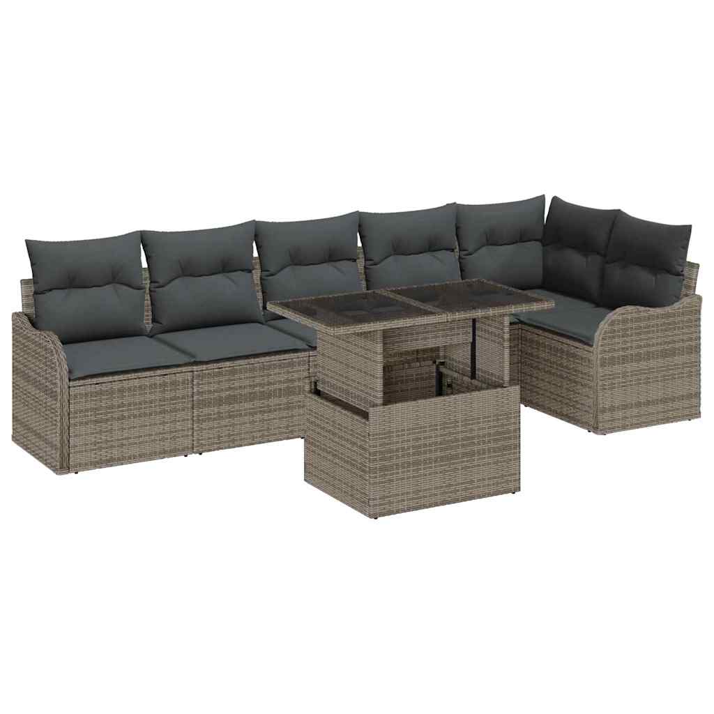 Garten-Sofa-Set 7 pcs Grau 100 x 55 x 73 cm Poly Rattan